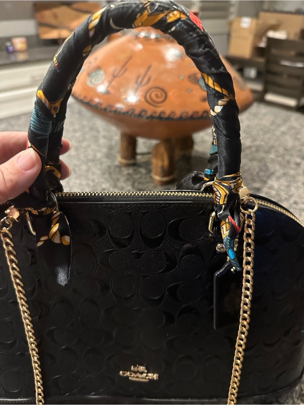 Coach Sierra Satchel Black Embossed Leather Patent Leather Bottom  Satchel - Picture 4 of 10
